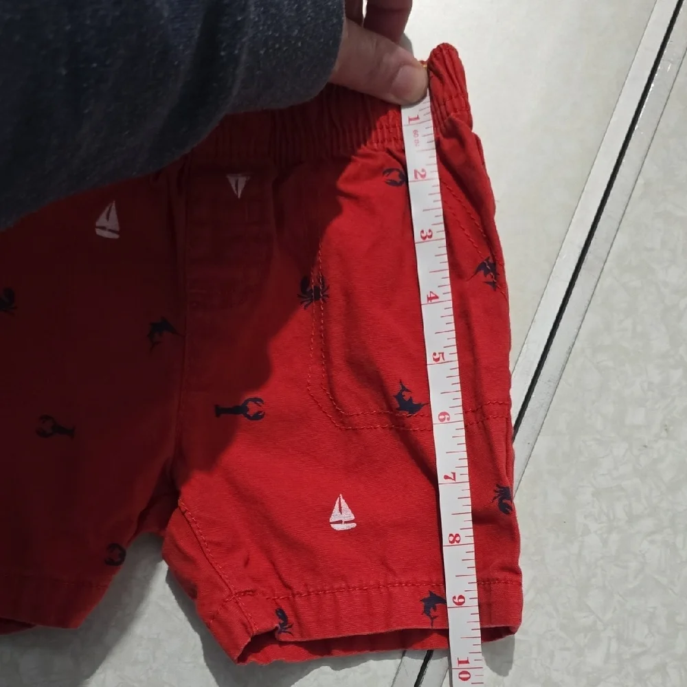 Carter's Red Relaxed Fit Shorts with Embroidered Pattern‎
